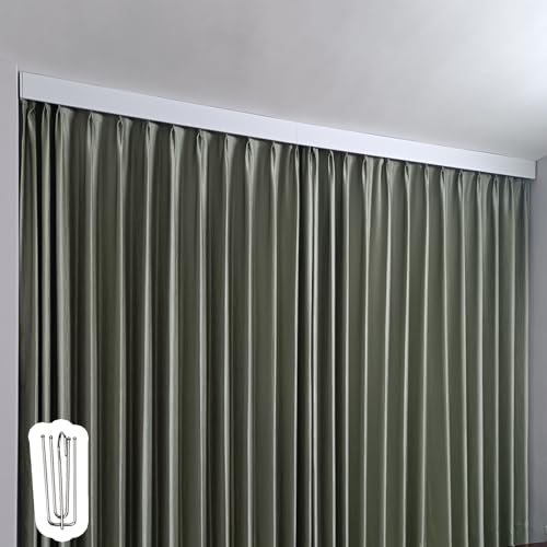 3-in-1-Vorhangschienensystem mit Verdunkelungsvorhängen Doppelschienen-Design Haken perfekt für Raumteiler, einfache Installation und vielseitige Verwendung 3-in-1-Vorhangschienensystem mit Verdunkelungsvorhängen Doppelschienen-Design Haken perfekt für Raumteiler, einfache Installation und vielseitige Verwendung von Generisch