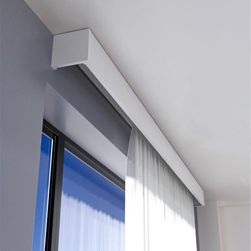 3-in-1-Vorhangschienensystem mit dekorativer Stange und Volant, Verdunkelungsvorhangstange für Wohnzimmer und Schlafzimmer, einfaches Design, einfache Installation, Farbe: Decke von Generisch