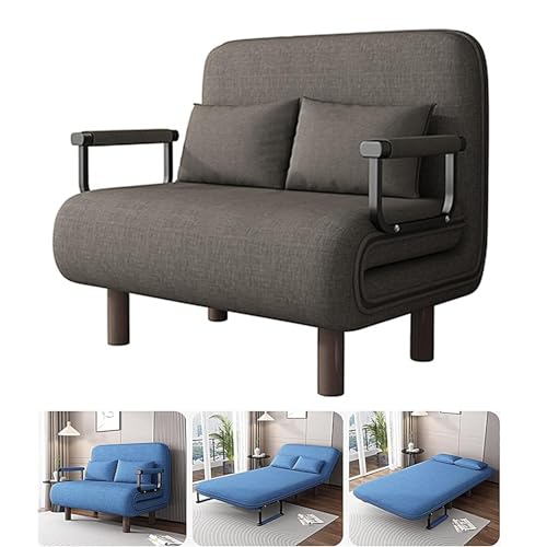 3-in-1 verstellbares Klappsofa mit abnehmbarem und waschbarem Bezug, 5-stufige Rückenlehne, kompakte Chaiselongue für Wohnungen und Schlafzimmer, Grau (190 x 100 x 28 cm) von Generisch
