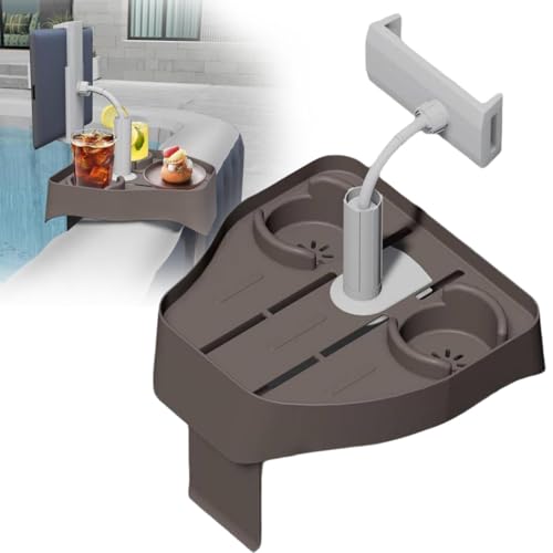 3-in-1 verstellbares Whirlpool-Tablett mit Getränkehalter, Handyhalter, Whirlpool-Caddy Getränketablett, Clip-on-Pool-Getränkehalter, Telefonhalter, für aufblasbare Pools/Spas, Caddy Getränketablett von Generisch