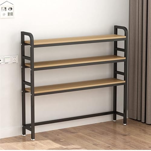 3-stöckiger Arbeitsplattenstall, vielseitiges Schreibtischregal aus Metall und Holz, freistehendes Bücherregal für Bürobedarf, Buchaufbewahrung und Präsentationsregal für Zuhause und Büro von Generisch