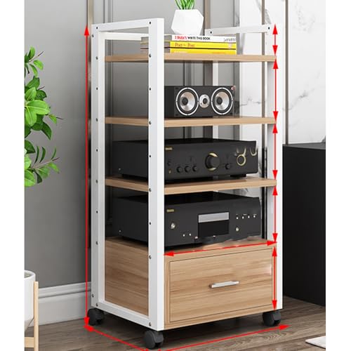 3-stöckiger Audio-Video-Media-Ständer mit Rädern, Heim-Stereo-Rack für Unterhaltungskomponenten, tiefschwarz von Generisch