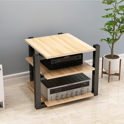 3-stöckiger HIFI-Videoschrank, AV-Media-Ständer, stabiles CD-Verstärker-Regal für Kino-Ausrüstung, kompaktes Audio-Komponenten-Rack für Heim-Lautsprecher-Soundsystem von Generisch