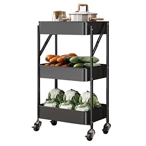 3-stöckiges Küchenregal aus Metall für Speisekammer, Büro und Badezimmer – ideal für Obst, Gemüse und Snacks, Mehrzweckregal von Generisch