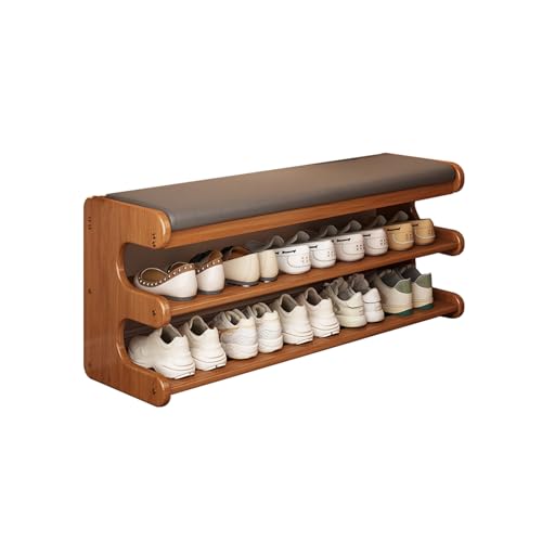 3-stöckiges Schuhregal aus Bambus mit Kissen für den Eingangsbereich – stilvoller schwarzer Schuhregal für Haustür, Schlafzimmer, Flur – 100 cm Aufbewahrungslösung 3-stöckiges Schuhregal aus Bambus mit Kissen für den Eingangsbereich – stilvoller schwarzer Schuhregal für Haustür, Schlafzimmer, Flur – 100 cm Aufbewahrungslösung von Generisch