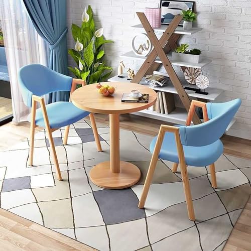 3-teiliges Esszimmer-Set mit Kunstmarmorplatte, einfache Montage, Massivholzbeine, runder Bistrotisch mit 2 Stühlen, modernes Design von Generisch