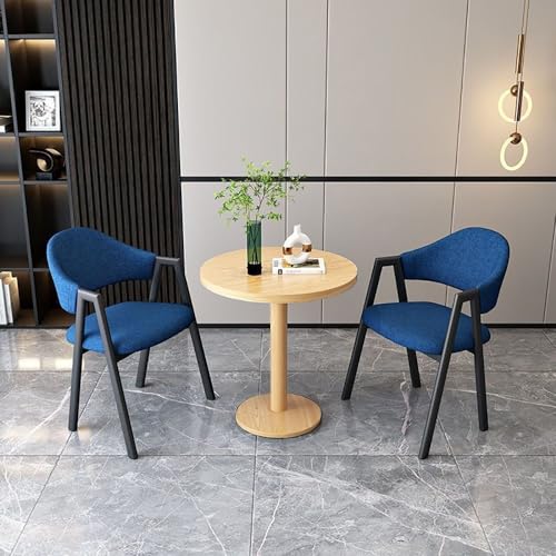 3-teiliges rundes Esstisch-Set für 2 moderne Küchen-Essecke mit Stahlrahmen, platzsparender Tisch und Stühlen für kleines Esszimmer oder Wohnzimmer 3-teiliges rundes Esstisch-Set für 2 moderne Küchen-Essecke mit Stahlrahmen, platzsparender Tisch und Stühlen für kleines Esszimmer oder Wohnzimmer von Generisch