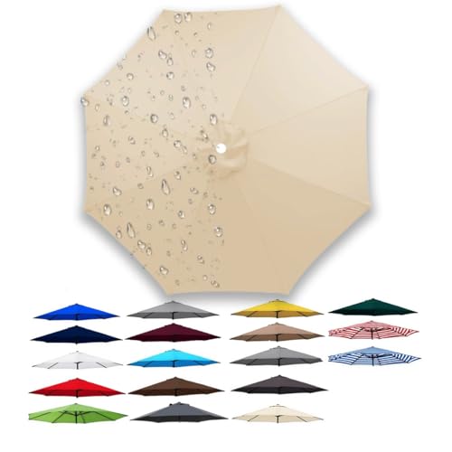 3.0m 6/8 Rippen Ersatzdach für Terrassenschirm, Rund Regenschirm Abdeckung Ersatz, Polyestergewebe, Sonnenschirm Ersatzbezug für Garten, Pool, Strand usw., Sonnenschutz, Wasserdicht(Beige,6 Rippen 250 von Generisch