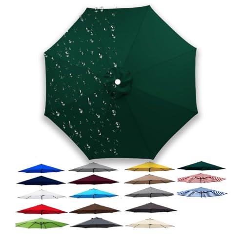 3.0m 6/8 Rippen Ersatzdach für Terrassenschirm, Rund Regenschirm Abdeckung Ersatz, Polyestergewebe, Sonnenschirm Ersatzbezug für Garten, Pool, Strand usw., Sonnenschutz, Wasserdicht(Dunkelgrün,8 Streb von Generisch