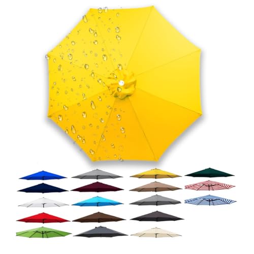 3.0m 6/8 Rippen Ersatzdach für Terrassenschirm, Rund Regenschirm Abdeckung Ersatz, Polyestergewebe, Sonnenschirm Ersatzbezug für Garten, Pool, Strand usw., Sonnenschutz, Wasserdicht(Gelb,6 Streben 270 von Generisch