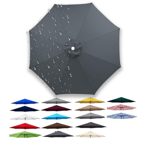 3.0m 6/8 Rippen Ersatzdach für Terrassenschirm, Rund Regenschirm Abdeckung Ersatz, Polyestergewebe, Sonnenschirm Ersatzbezug für Garten, Pool, Strand usw., Sonnenschutz, Wasserdicht(Grau,8 Rippen 250c von Generisch