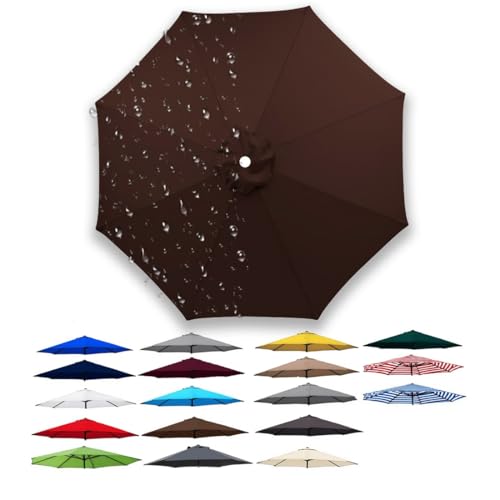 3.0m 6/8 Rippen Ersatzdach für Terrassenschirm, Rund Regenschirm Abdeckung Ersatz, Polyestergewebe, Sonnenschirm Ersatzbezug für Garten, Pool, Strand usw., Sonnenschutz, Wasserdicht(Kaffee,6 Streben 3 von Generisch