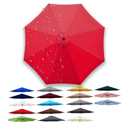3.0m 6/8 Rippen Ersatzdach für Terrassenschirm, Rund Regenschirm Abdeckung Ersatz, Polyestergewebe, Sonnenschirm Ersatzbezug für Garten, Pool, Strand usw., Sonnenschutz, Wasserdicht(Rot,8 Streben 400c von Generisch
