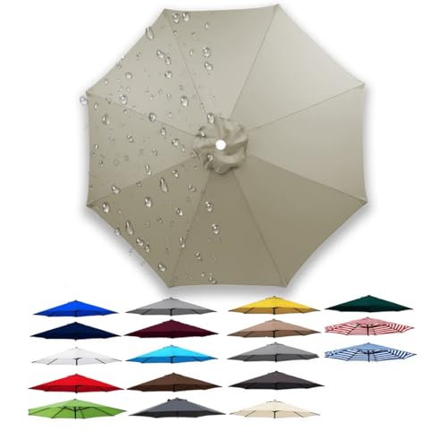 3.0m 6/8 Rippen Ersatzdach für Terrassenschirm, Rund Regenschirm Abdeckung Ersatz, Polyestergewebe, Sonnenschirm Ersatzbezug für Garten, Pool, Strand usw., Sonnenschutz, Wasserdicht(Taupe,8 Rippen 250 von Generisch