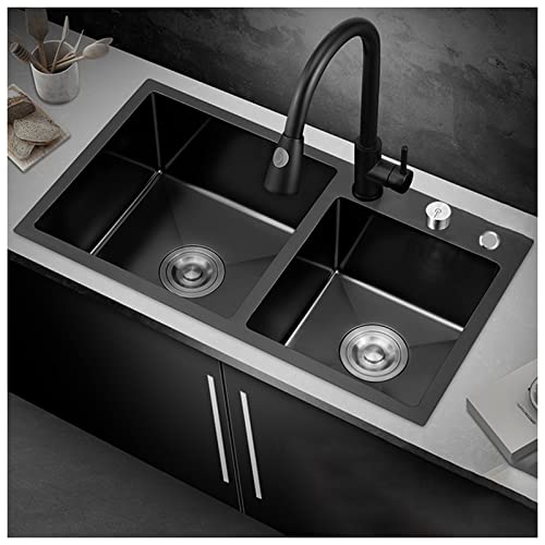 304 Edelstahl Doppelbecken Küchenspüle Multifunktionale Barspüle für Wohnmobil inkl. Wasserhahn & Theke Steuertaste Unterbau oder Drop in Design von Generisch