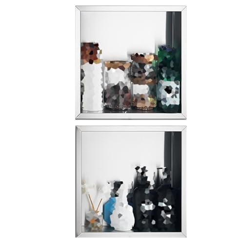 304 Edelstahl Dusche – Wandmontierter Aufbewahrungsschrank aus Metall, Badezimmer-Regal, Trennwand für Hotel und Zuhause, Silber-Finish, 39 x 39 x 12 cm (2er-Pack) von Generisch