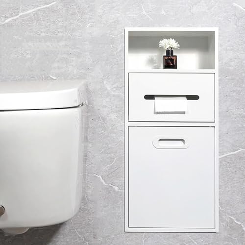 304 Edelstahl-Dusche mit Toilettenpapierhalter und Regal, Wandmontage, Badezimmer-Aufbewahrungsschrank, Einbauschrank mit Mülleimer, 30 x 14 x 65,8 cm, Weiß 304 Edelstahl-Dusche mit Toilettenpapierhalter und Regal, Wandmontage, Badezimmer-Aufbewahrungsschrank, Einbauschrank mit Mülleimer, 30 x 14 x 65,8 cm, Weiß von Generisch