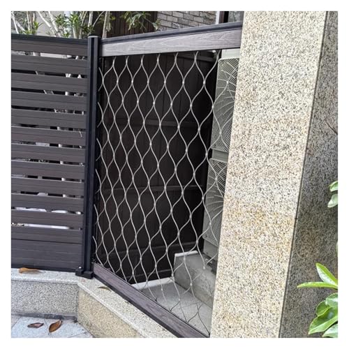 304 Edelstahl-Seilnetz, Balcony-Sicherheitsnetz, 7 cm/1,5 mm, Trampolin-Schutz, flexibles X-Typ-Mesh-Drahtseil, 2 x 6 m für erhöhte Sicherheit von Generisch