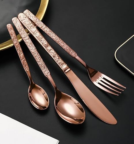 32-teiliges Besteckset, Lebensmittelechtes Edelstahlgeschirr, Minimalistisches Geschirr, Hochglanzpoliert Und Leicht Zu Reinigen, Geschirr Für Mehrere Szenen (Rose Gold 24pcs(Set for 6)) von Generisch