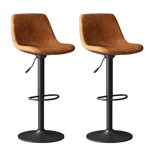 360° Drehbar Barhocker 2er Set, Höhenverstellbar Gepolstert Frühstück Barhocker mit Rückenlehne und Fußstütze, Moderner PU Thekenhocker für Küche und Restaurants 360° Drehbar Barhocker 2er Set, Höhenverstellbar Gepolstert Frühstück Barhocker mit Rückenlehne und Fußstütze, Moderner PU Thekenhocker für Küche und Restaurants von Generisch