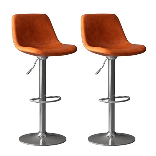 360° Drehbar Barhocker 2er Set Höhenverstellbar Gepolstert Frühstück Barhocker mit Rückenlehne und Fußstütze Leder Modern Thekenhocker für Küche Restaurants von Generisch