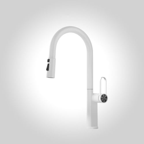 360° Drehbar Küchenarmatur mit herausziehbarem Sprühgerät Einloch-Küchenspüle Wasserhahn Modern Weiß Mischbatterie Einfache Reinigung Stilvolles Design für Heimwerker 360° Drehbar Küchenarmatur mit herausziehbarem Sprühgerät Einloch-Küchenspüle Wasserhahn Modern Weiß Mischbatterie Einfache Reinigung Stilvolles Design für Heimwerker von Generisch