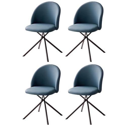 360° Drehstuhl Esszimmerstühle Ergonomisch Modern Gepolstert Küchenhocker mit Rückenlehne Bequem Dunkelblau Esszimmerstühle 4er Set für Home Office Wohnzimmer von Generisch