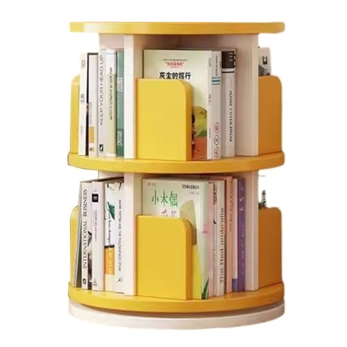 360 Grad drehbares Bücherregal mit 4 Etagen, hohem, freistehendes Bücherregal für Bücheraufbewahrung und Ausstellung, Gelb, 40 x 61 cm 360 Grad drehbares Bücherregal mit 4 Etagen, hohem, freistehendes Bücherregal für Bücheraufbewahrung und Ausstellung, Gelb, 40 x 61 cm von Generisch