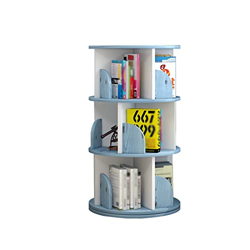 360 Grad drehbares Kinder-Bücherregal für Baby-Bilderbuchaufbewahrung, blau, vom Boden bis zur Decke, Bücherregal mit einfachem Design (Größe: 40 x 98 cm) von Generisch