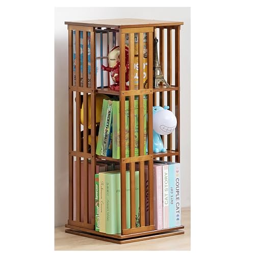 360 Grad drehbares Massivholz-Bücherregal, Turm, drehbares Bücherregal, Bambus-Aufbewahrung, Präsentationsregal, Standregale, braunes Holz, 3-stöckiges Regal 360 Grad drehbares Massivholz-Bücherregal, Turm, drehbares Bücherregal, Bambus-Aufbewahrung, Präsentationsregal, Standregale, braunes Holz, 3-stöckiges Regal von Generisch