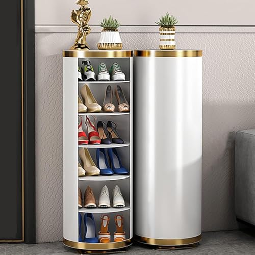 360 Grad drehbares Schuhregal, freistehend, Metall-Eingangsbereich, Schuhregal, vertikaler Nizer für kleine Räume, modernes Design (32 x 120 cm, 8 Ebenen) von Generisch