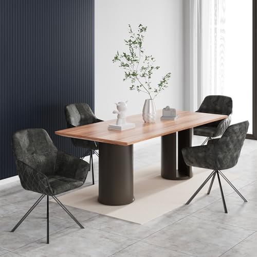 360° Samt-Drehstuhl-Set, 4 Stück, schwarze Metallbeine, bequeme Rückenlehne, moderne Küchen- und Wohnzimmermöbel, stilvolle schwarze Polsterung von Generisch