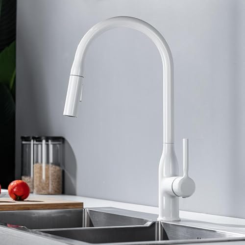 360 ° drehbare Küchenspüle Mischbatterie mit herausziehbarem Brause Dual-Modus Heiß- und Kaltwasser Stilvolles weißes Design für Bad & Küche Einfache Reinigung Wasserhahn 360 ° drehbare Küchenspüle Mischbatterie mit herausziehbarem Brause Dual-Modus Heiß- und Kaltwasser Stilvolles weißes Design für Bad & Küche Einfache Reinigung Wasserhahn von Generisch