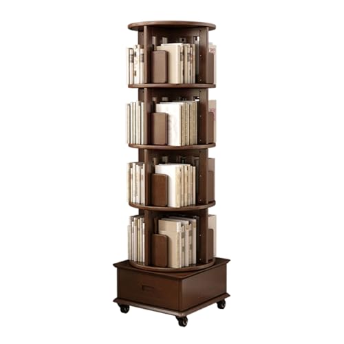 360 ° drehbarer Bücherregal, Turm, 5-stöckiges Eck-Bücherregal aus Holz mit Rollen und Schubladen, platzsparende Aufbewahrung für schmale Räume im Schlafzimmer und Wohnzimmer (Walnuss, 47,9 x 47 cm) 360 ° drehbarer Bücherregal, Turm, 5-stöckiges Eck-Bücherregal aus Holz mit Rollen und Schubladen, platzsparende Aufbewahrung für schmale Räume im Schlafzimmer und Wohnzimmer (Walnuss, 47,9 x 47 cm) von Generisch