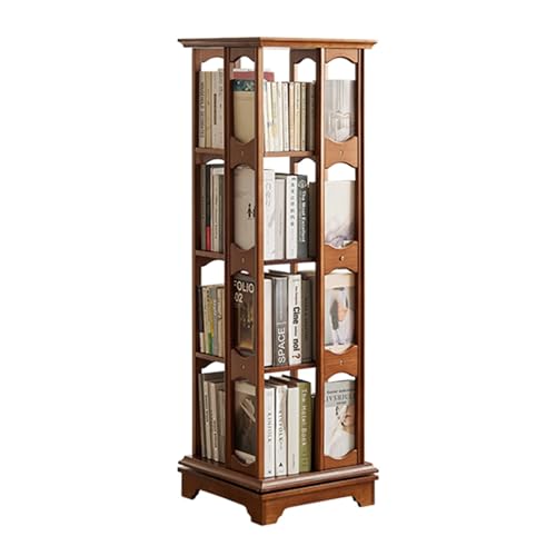 360° drehbarer Bücherregalturm, Holzaufbewahrungsnizer für kleine Räume, freistehendes Eck-Bücherregal für Kinder und Erwachsene, Walnussholz-Finish, 4 Ebenen, 46,6 x 46,6 x 144,8 cm 360° drehbarer Bücherregalturm, Holzaufbewahrungsnizer für kleine Räume, freistehendes Eck-Bücherregal für Kinder und Erwachsene, Walnussholz-Finish, 4 Ebenen, 46,6 x 46,6 x 144,8 cm von Generisch