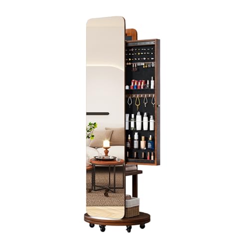 360° drehbarer Ganzkörperspiegel mit Garderobe & Schiebeaufbewahrung – 3-in-1 Massivholz Schminktisch für Schlafzimmer & Wohnzimmer Stilvoller Ankleidespiegel & Kosmetikhalter 360° drehbarer Ganzkörperspiegel mit Garderobe & Schiebeaufbewahrung – 3-in-1 Massivholz Schminktisch für Schlafzimmer & Wohnzimmer Stilvoller Ankleidespiegel & Kosmetikhalter von Generisch