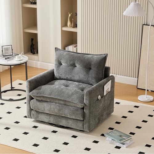 360° drehbarer Loungesessel mit Premium-Memory-Schaum, höhenverstellbaren Armlehnen & atmungsaktivem Stoff – Moderner Design-Sessel für Wohnzimmer(150 kg Traglast, 92x74x67 cm, einfache Montage) von Generisch