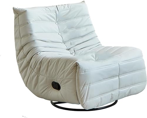 360° drehbarer Wippsessel mit verstellbarer Rückenlehne und Fußstütze, moderner Armlehnensessel für Wohnzimmer und Schlafzimmer, Lazy Sofa Stuhl mit 30° Schaukel Grau 1 Weiß 2 von Generisch
