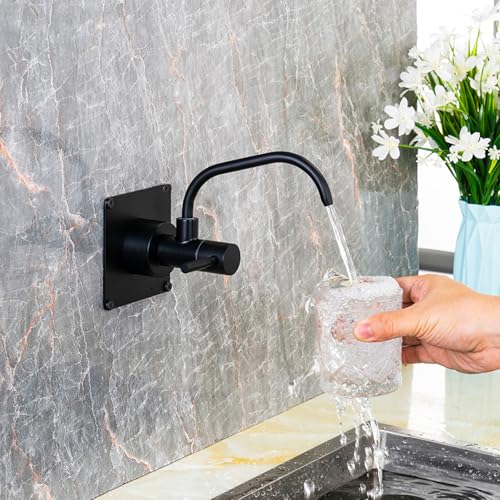 360° drehbarer schwarzer Küchenspüle Wasserhahn Wandhalterung - Einhand-Kaltwasserhahn für den modernen Heimgebrauch von Generisch