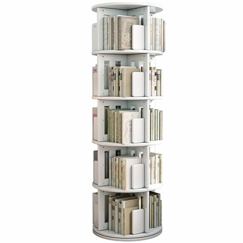 360° drehbares Bücherregal, Massivholz, rund, Bücherregal mit 5 Ebenen, Eck-Bücherregal für Erwachsene, stilvolle Aufbewahrungslösung für Zuhause, Büro, Weiß, 4–6 Ebenen 360° drehbares Bücherregal, Massivholz, rund, Bücherregal mit 5 Ebenen, Eck-Bücherregal für Erwachsene, stilvolle Aufbewahrungslösung für Zuhause, Büro, Weiß, 4–6 Ebenen von Generisch
