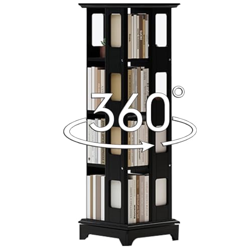 360 ° drehbares Bücherregal, Mehrzweck, platzsparend, schwarz, Bücherregal für Erwachsene, dreidimensionales Design, ideal für Wohnzimmer, Schlafzimmer, Büro (140 x 44 cm) von Generisch