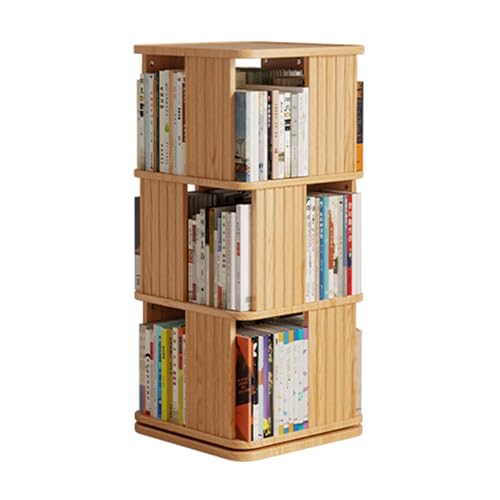 360° drehbares Bücherregal aus Holz, 3-stöckig, bodenstehend, Bücherturm, platzsparendes Eckregal für Schlafzimmer, kleiner Raum (45 x 45 x 98 cm) von Generisch