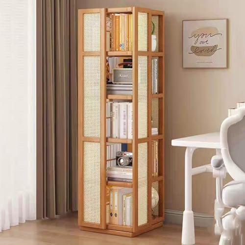 360° drehbares Bücherregal aus Holz mit 5 Ebenen, stilvolles Eckregal & Bibliotheks-Bücherregal für Wohnzimmer & Büro, platzsparendes Ausstellungsregal für Bücher & Dekor von Generisch