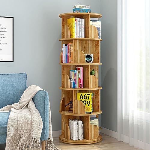 360° drehbares Bücherregal rund für kleinen Raum – bodenstehendes Bücherregal Aufbewahrungsregal für Schlafzimmer und Wohnzimmer von Generisch