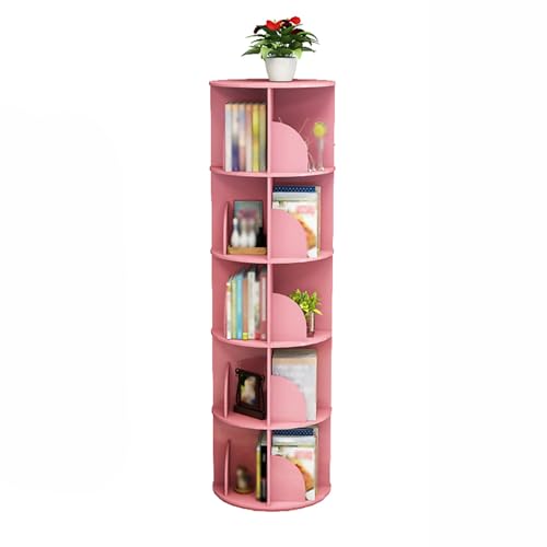 360° drehbares Eck-Bücherregal, 4-stöckiges multifunktionales Aufbewahrungsregal, Kinderzimmer, stilvolle rosa Heimdekoration (Größe: 40 x 159 cm) von Generisch