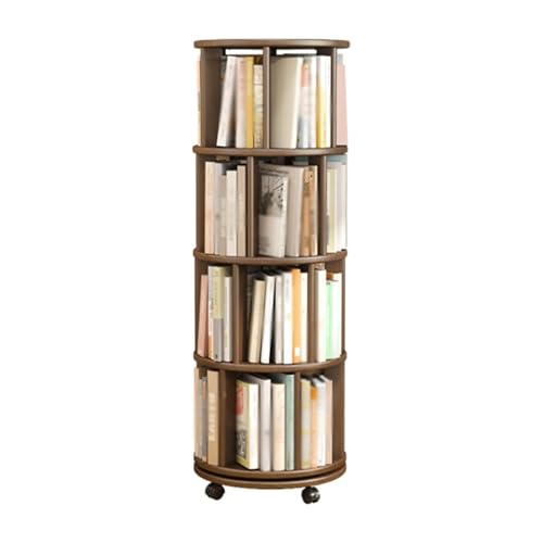 360 ° drehbares Eck-Bücherregal aus Holz mit Rollen – Mehrstöckiger Bücherturm für platzsparende Aufbewahrung, ideal für den Heim- und Bürogebrauch (2/3/4/5/6 Ebenen) von Generisch
