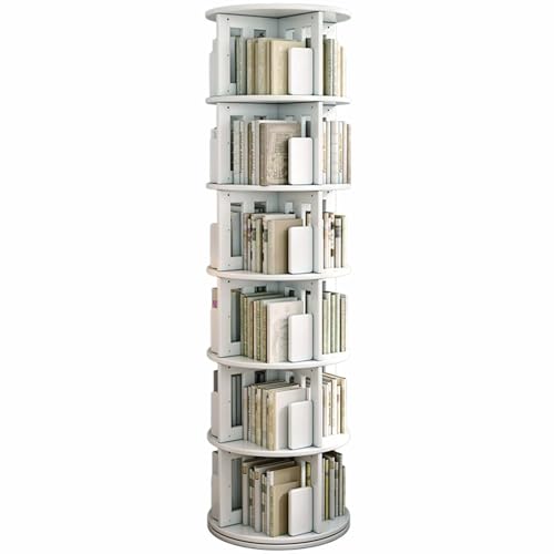 360 ° drehbares Massivholz-Bücherregal, 6-stöckiges Eckbuch für Erwachsene, stilvolles weißes Bücherregal für Heimbüro, platzsparendes drehbares Bücherregal, modernes Design 360 ° drehbares Massivholz-Bücherregal, 6-stöckiges Eckbuch für Erwachsene, stilvolles weißes Bücherregal für Heimbüro, platzsparendes drehbares Bücherregal, modernes Design von Generisch