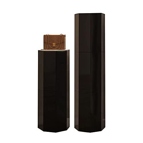 360° drehbares achteckiges Schuhregal, Turmschrank, Design, Metallständer für kleine Räume, moderne, freistehende Aufbewahrung, 43 cm, Schwarz, 210 cm Höhe von Generisch