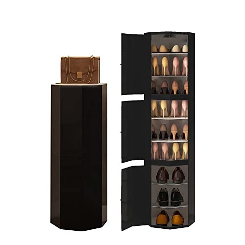 360° drehbares hohes achteckiges Schuhregal, moderner Lazy Susan drehbarer Aufbewahrungsständer für Schrank, platzsparendes Design, 43 cm, stilvoller schwarzer Organizer 360° drehbares hohes achteckiges Schuhregal, moderner Lazy Susan drehbarer Aufbewahrungsständer für Schrank, platzsparendes Design, 43 cm, stilvoller schwarzer Organizer von Generisch