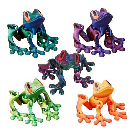 3D Bedruckter Kühlschrankmagnete Froschs,5 Stück Gelenkig Magnet Frösche,Niedliche Beweglicher Magnetischer Froschs Tiere Spielzeug,Kreative -Modellkollektion von Generisch